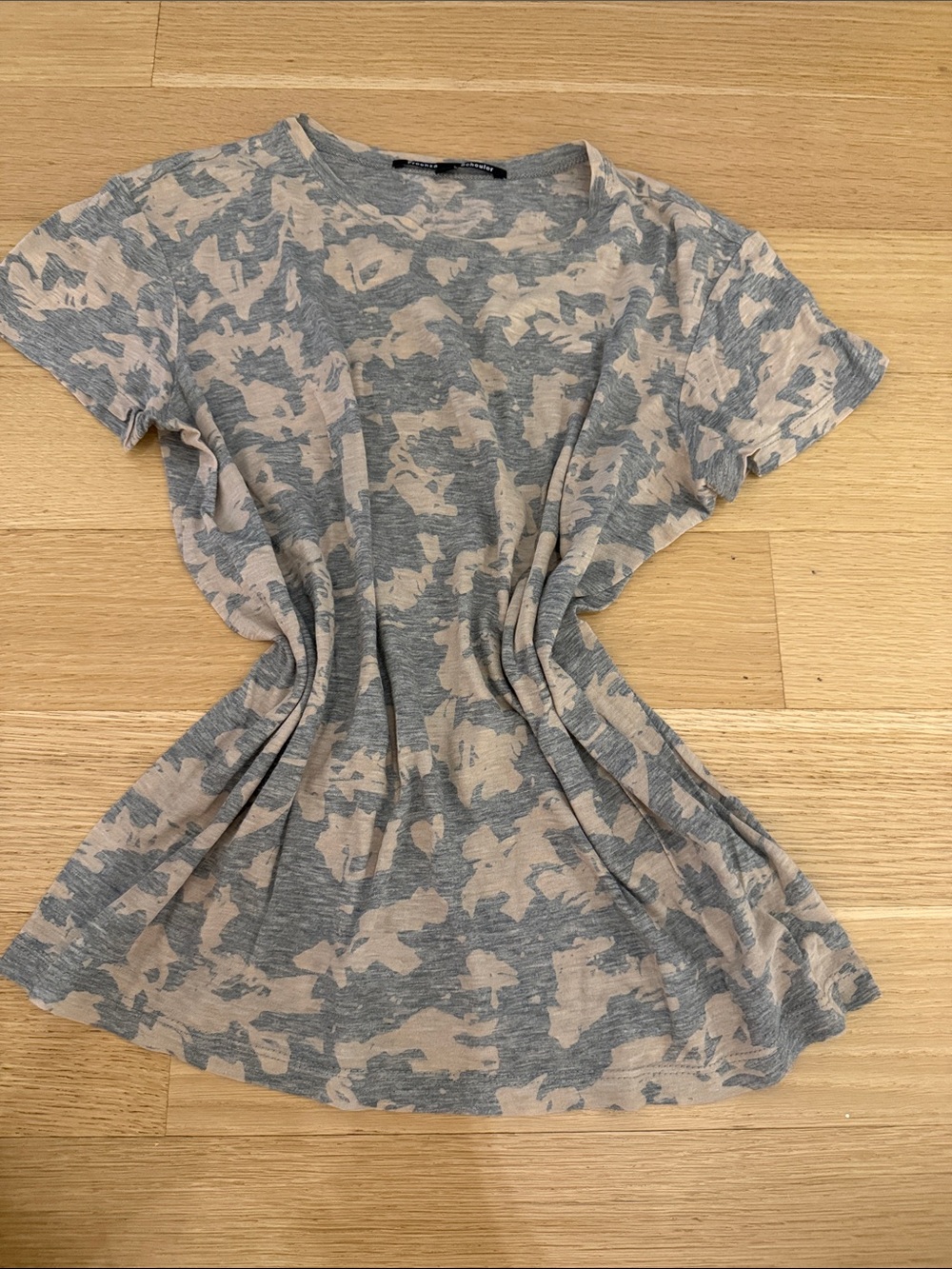 Proenza Schouler Grey and Beige Camouflage Short Sleeve Mini Dress